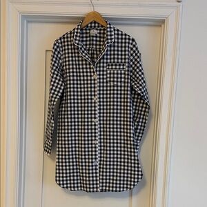 Petit Plume Navy & White Gingham Button-Up Women’s Nightshirt